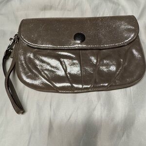 Coach Brown Clutch Wristlet with Textured Design